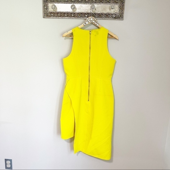 Toccin Yellow Asymmetric Sheath Work Cocktail Dress Size 12 - Picture 3 of 7